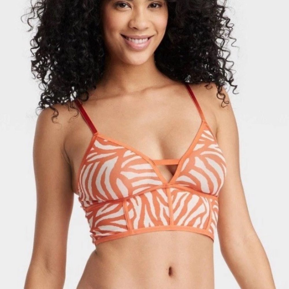☀️3/$25 Auden Women's Mesh Longline Bralette Auden Orange medium  orange white
